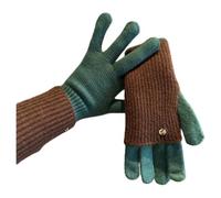 Guanti a maglia bidirezionale, guanti invernali senza dita da donna, mezze dita con punte touchscreen, lana invernale bloccata 2 in 1, Verde + caffè, Taglia unica