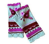 Guanti a manopola Senza Dita, Invernali, Vintage, Multicolore, con Motivo Floreale Senza Dita, per Ragazze e Donne