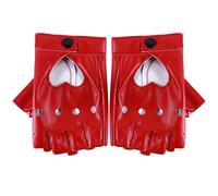 Guanti a mezza dita da donna con borchie, stile punk e lampo, guanti a mezza dita da donna in pelle PU a forma di cuore, adatti per danza, discoteca, fotografia, ciclismo, ecc., in materiale sottile i