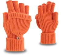 Guanti A Mezza Dita in Maglia Caldi Da Uomo E Da Donna Per Autunno E Inverno Guanti Da Equitazione Alla Moda Per Interni Per L'apprendimento Per Lo Sport E L'aria Aperta (Arancione con paillettes)