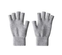 Guanti a mezze dita in pura lana mongola, unisex Light Grey