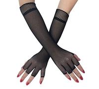 Guanti a rete a mezze dita per le donne, guanti lunghi punk, guanti a rete degli anni '80, guanti di lunghezza del gomito per Cosplay Opera Costume Accessori