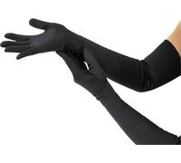 guanti a rete con strass Opera lunga in raso nera, 5 paia, anni '20 in elastico(Black)