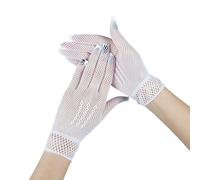 Guanti a rete da pesca semplici per eventi nuziali, guanti corti elasticizzati, in rete, per matrimoni e occasioni a tema, bianco, Taglia unica