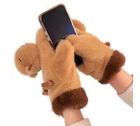 Guanti antivento, guanti per il freddo - Guanti termici in peluche caldi con design capibara per l'inverno | Guanti termici spessi capibara Guanti caldi antivento p