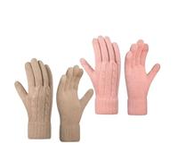 Guanti caldi invernali da donna con spessa imbottitura touchscreen, un must per camminare, guidare e fare escursioni nelle giornate fredde, cachi e rosa, Taglia unica