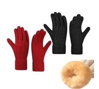 Guanti caldi invernali da donna con spessa imbottitura touchscreen, un must per camminare, guidare e fare escursioni nelle giornate fredde, Rosso + nero con pile, Taglia unica