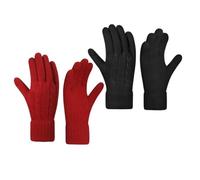 Guanti caldi invernali da donna con spessa imbottitura touchscreen, un must per camminare, guidare e fare escursioni nelle giornate fredde, nero e rosso., Taglia unica