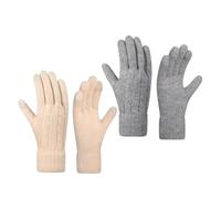 Guanti caldi invernali da donna con spessa imbottitura touchscreen, un must per camminare, guidare e fare escursioni nelle giornate fredde, Beige + grigio, Taglia unica