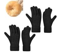 Guanti caldi invernali da donna con spessa imbottitura touchscreen, un must per camminare, guidare e fare escursioni nelle giornate fredde, Nero con pile, Taglia unica
