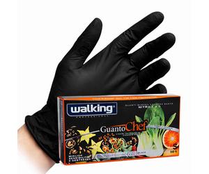 Guanti Chef monouso in nitrile nero Walking 4,0gr