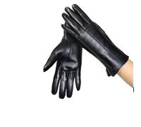 Guanti colorati da donna in vera pelle con un profilo sottile e capacità touchscreen stile lunghezza polso per guida di precisione, Sb4 Nero, 8