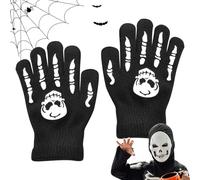 Guanti con scheletro di Halloween, si illuminano al buio, guanti da ciclismo per bambini, caldi guanti con teschio di Halloween, per corsa, esercizio, escursionismo, attività all'aperto