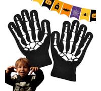 Guanti Con Stampa Di Teschio Per Bambini Muffole Halloween Fosforescenti Al