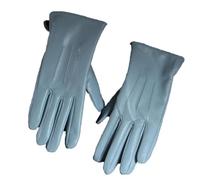 Guanti corti da donna in 100% vera pelle di pecora, eleganti, invernali, caldi, con fodera spessa, per esterni, colore celeste, taglia L