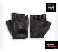 GUANTI CUSTOM VERA PELLE CUT FINGERS EXTRA NERO MEZZO DITO PROTEZIONI PALMO S/3X