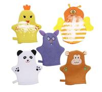 Guanti da bagno - 5 pezzi a forma di frutta con effetto schiuma 3D e rete riutilizzabile, guanti da bagno e esfolianti | Per, ragazzi, ragazze, adulti, corpo