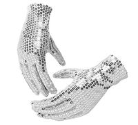 Guanti da ballo per bambini con paillettes scintillanti, guanti corti per bambini, per travestimenti, spettacoli teatrali, cosplay, feste, da indossare a mano, per matrimonio, battesimo, comunione