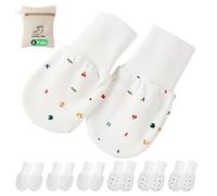 Guanti da bambino antigraffio per bambini da 0 a 6 mesi, Bianco, confezione da 6, 0-6 Mesi
