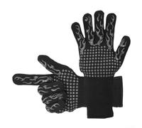 Guanti da barbecue con filo di pre-ossigenazione e protezione estesa per grigliare e cucinare ad alto calore (nero)