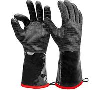 Guanti da barbecue resistenti al calore, guanti da barbecue a maniche lunghe, con impugnatura testurizzata, per alimenti bagnati, Geasy o oleosi, adatti al fuoco e agli alimenti, per friggitrici, per fumatori, grigliate e grigliate, piccoli 35,6 cm