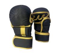 Guanti da boxe | guanti da boxe regolabili | guanti da boxe imbottiti | guanti da boxe in PU 22 x 12 cm L nero/oro con protezione per il polso, per allenamento a sacco di fitness, per interni ed