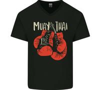 Guanti Da Boxe Muay Thai MMA Uomo T-Shirt In Cotone A V