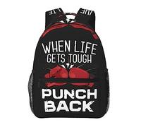 Guanti da boxe rossi in poliestere resistente da uomo e donna, zainetto artistico nero, borsa a tracolla di grande capacità con cerniere lisce per l'escursionismo, il lavoro, la camminata, il ciclis