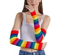 Guanti da braccio colorati festival Holiday Stripe guanti per cosplay feste giochi di ruolo, accessori bracciale, scalda senza dita, regalo per donne, r, Taglia unica