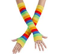 Guanti da braccio colorati festival Holiday Stripe guanti per cosplay feste giochi di ruolo, accessori bracciale, scalda senza dita, regalo per donne, V, Taglia unica