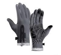 Guanti da ciclismo isolati per touchscreen, 1 paio, antivento e resistenti all'acqua, funzionamento con due dita, fodera termica calda, per uomini e donne, sport invernali all'aperto (A0018-GY)