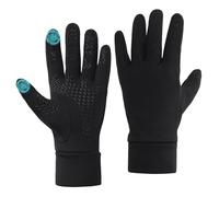 Guanti da corsa per uomini con fodera calda, guanti termici antiscivolo con touch screen per donne, per sport, camminata, equitazione, guida, ciclismo (Nero, M)