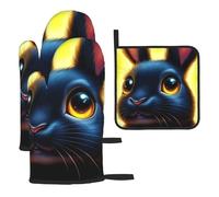 Guanti da cucina colorati resistenti al calore a forma di coniglio dai capelli neri color oro Cuscinetti caldi, roba da panettiere carina, regali da cucina per amanti della cucina cuochi mamma