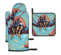 Guanti da cucina colorati resistenti al calore con aragosta rossa, cuscinetti caldi, roba da panettiere, regali da cucina per amanti della cucina cuochi mamma