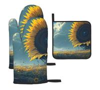 Guanti da cucina colorati resistenti al calore con crisantemo gigante, cuscinetti caldi, roba da panettiere, regali da cucina per amanti della cucina cuochi mamma