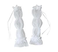 Guanti da damigella d'onore in rete a pois senza dita maniche lunghe in pizzo maniche elastiche traspiranti per braccia per l'uso quotidiano Guanti da sposa in pizzo a prova di sole, bianco, Taglia