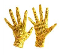 Guanti da danza scintillanti con paillettes per adulti e adolescenti, costume di Halloween, guanti corti con glitter, guanti punk rock, jazz, salsa, tango, Oro, Etichettalia unica