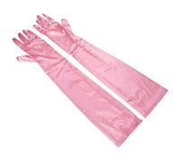 Guanti da donna elasticizzati in raso setoso, 55 cm, ideali per matrimoni e balli scolast, rosa, 6 3/4