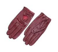 Guanti da donna in pelle di pecora sottile strato singolo sfoderato cavo traspirante equitazione guanti moto primavera estate, Borgogna, 8 12