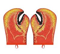 Guanti da forno a forma di artiglio di aragosta, con fodera in cotone trapuntato, resistenti al calore, guanti da forno a microonde, guanti da forno a forma di aragosta, per donne, divertenti guanti