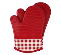 Guanti da Forno a Resistenza Al Calore Jonhen con Rivestimento in Cotone-Silicone Pot Holders per Cucina, Cottura, Cottura, Grigliate, Barbecue, Grigio, Grande, JYLSSKUK, Rosso, il