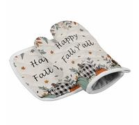 Guanti da forno autunnali per il Ringraziamento, Happy Fall Y'all, guanti da forno con motivo a zucca e leopardo, set di presine, foglie d'acero e girasole, per cucina, barbecue, cottura al forno e g