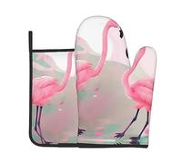 Guanti Da Forno Da Cucina Resistenti Al Calore Love Flamingo Pattern Guanti Forno Antiscivolo Guanto Fornos per Arrostire Microonde Cucinare Set Di 2