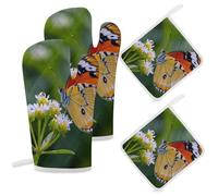 Guanti da forno e presine Set di 4 guanti da forno resistenti al calore Presine Nice Butterfly Guanti da cucina antiscivolo Presine per cucinare al forno Barbecue e grigliate