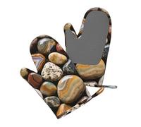Guanti da forno in silicone Polished River Stones, confezione da 2, resistenti al calore e impermeabili, con impug antiscivolo, essenziali per le feste del Ringraziamento, i dolci delle feste, le gri