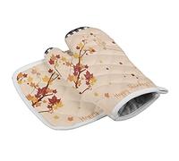 Guanti da forno per il Ringraziamento autunnale, a forma di ramo d'albero e foglia d'acero, set di presine a quadri neri per cucina, barbecue, cottura al forno e grigliate, 10x6 pollici + 8x8 pollici