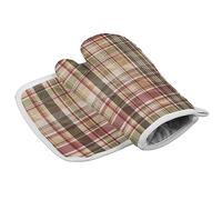 Guanti da forno per il Ringraziamento autunnale, set di presine a quadri scozzesi marroni, stile fattoria, vintage, per cucina, barbecue, cottura al forno e grigliate, 10x6 pollici + 8x8 pollici