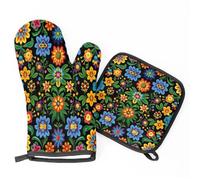 Guanti Da Forno Presine Boho Mandala Flower Set Di 2 Guanti Da Forno Resistenti Al Calore Lavabili Presine Guanto Per Cucinare Grigliare