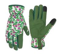 Guanti da Giardinaggio per Donne e Uomini, Guanti da Giardino con Touchscreen, Guanti da Lavoro Resistenti alle Spine e alle Perforazioni, Regali per il Giardinaggio per Donne (Fiori viola verdi, M)