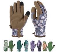 Guanti da Giardinaggio per Donne e Uomini, Guanti da Giardino con Touchscreen, Guanti da Lavoro Resistenti alle Spine e alle Perforazioni, Regali per il Giardinaggio per Donne (fiore marrone, M)
